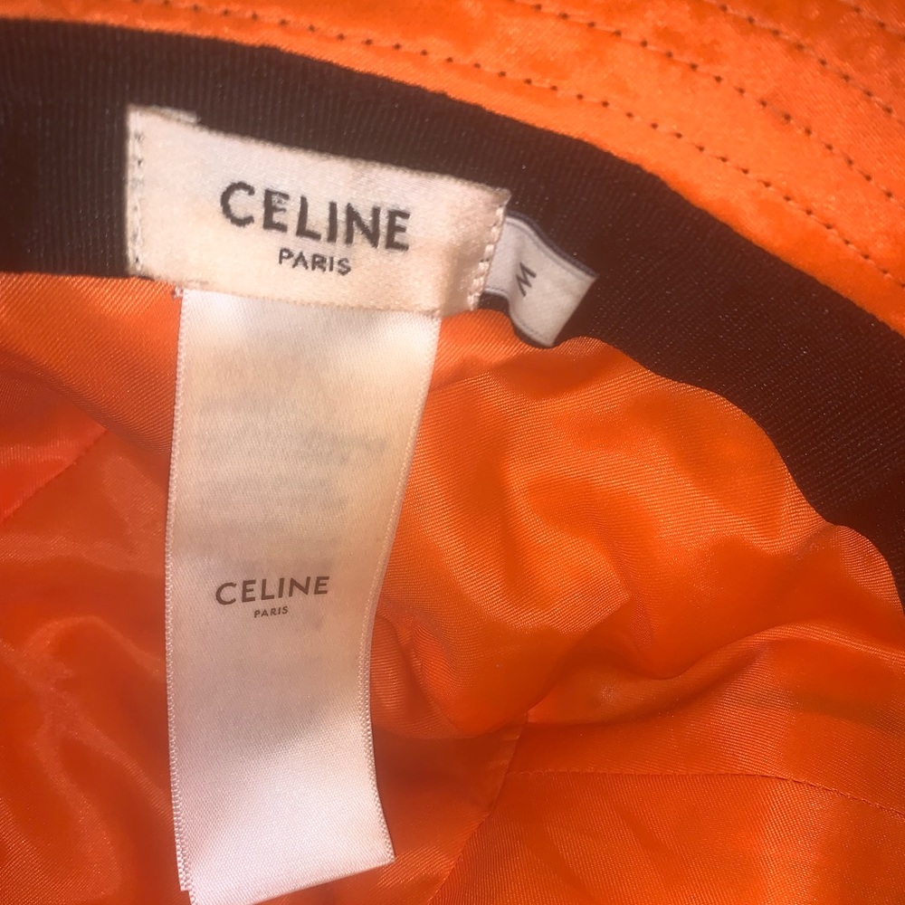 CELINE Unisex Street Style Quilting Bucket Wide-brimmed Hat Black/Orange Size M - Picture 7 of 8
